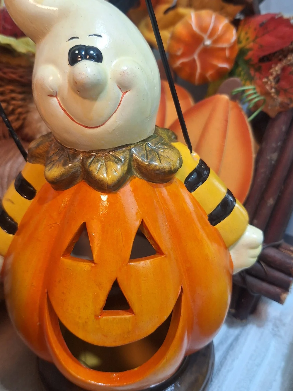 Welcome Fall Pumpkin Bear Tabletop Decor - Orange